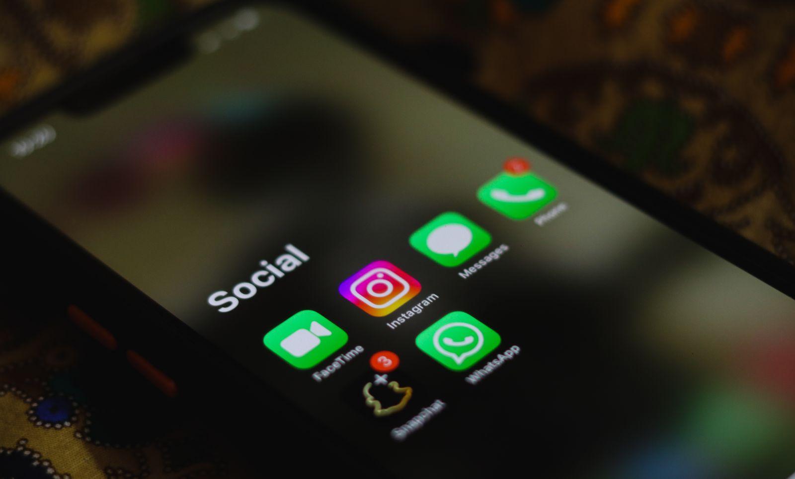 Social media apps on a phone screen